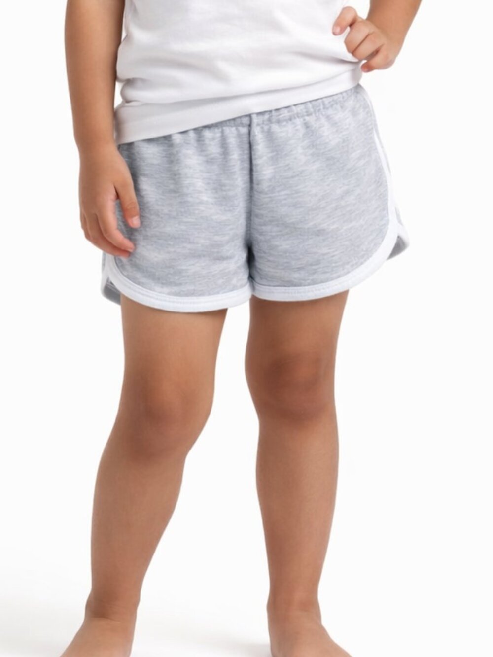 Garanimals Girls Shorts Elastic Waist Pull‑On Heathered Gray White Piping Sze 4t